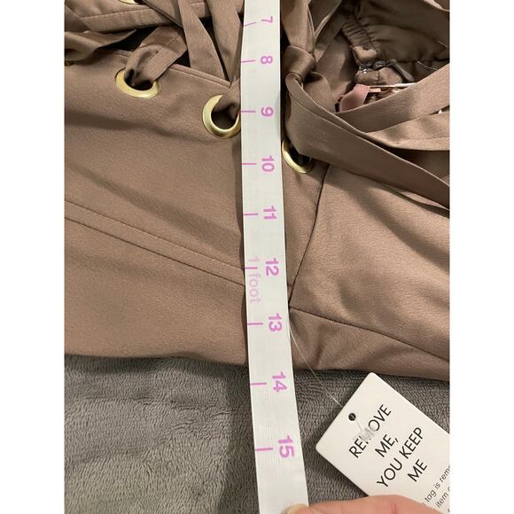 NWT SMY MuMu Size Medium Clarissa Corset Dress Dune Luxe Satin Brown Wedding - Picture 10 of 11